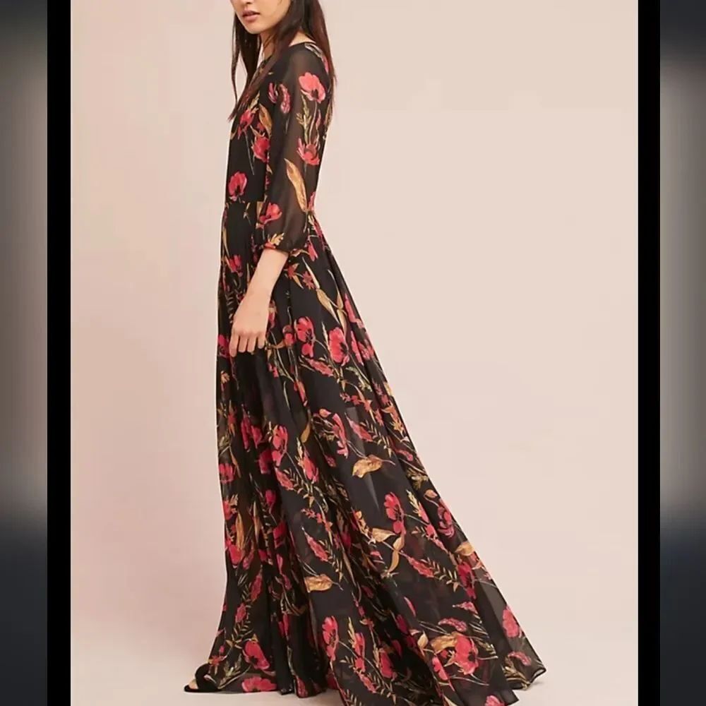 BRAND NEW RICARICA SLIT SHOULDER CHIFFON MAXI DRESS